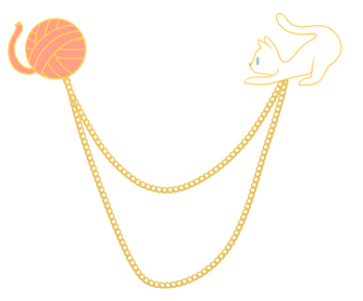 White Cat + Pink Yarn Pins