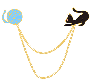 Black Cat + Blue Yarn Pins