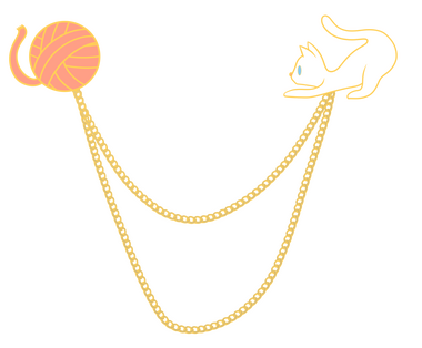 White Cat + Pink Yarn Pins