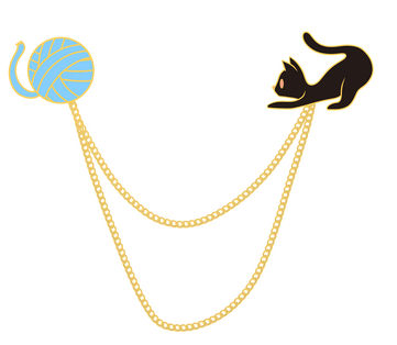 Black Cat + Blue Yarn Pins